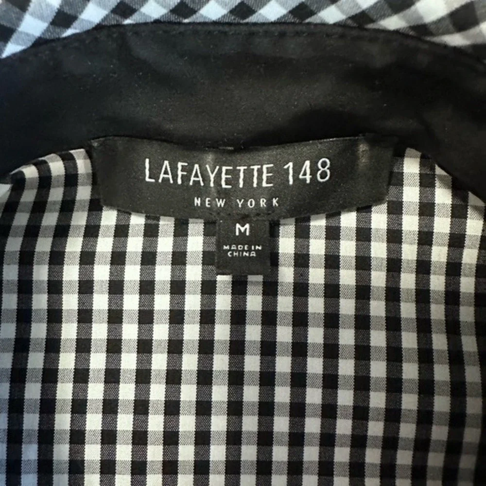 Lafayette 148 New York Paget Ithaca Mini‎ Check Shirt Size M - Picture 6 of 7